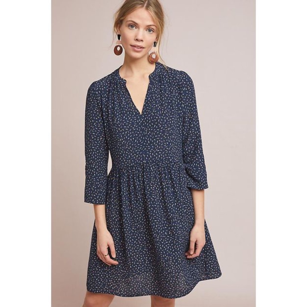 Maeve by Anthropologie Women's Navy Graphics Juno Dress Size XS Petite